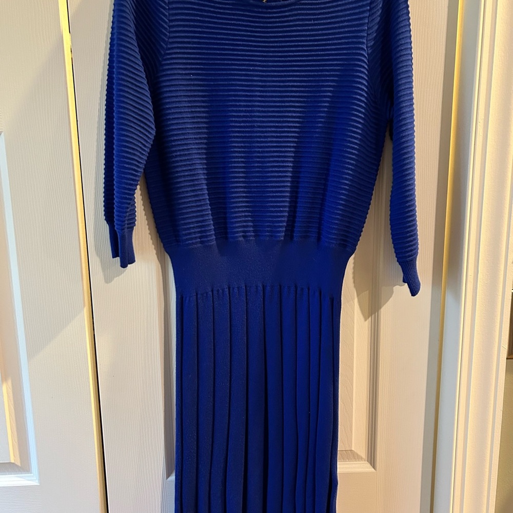Eliza J Royal Blue Ribbed Long Sleeve Dress